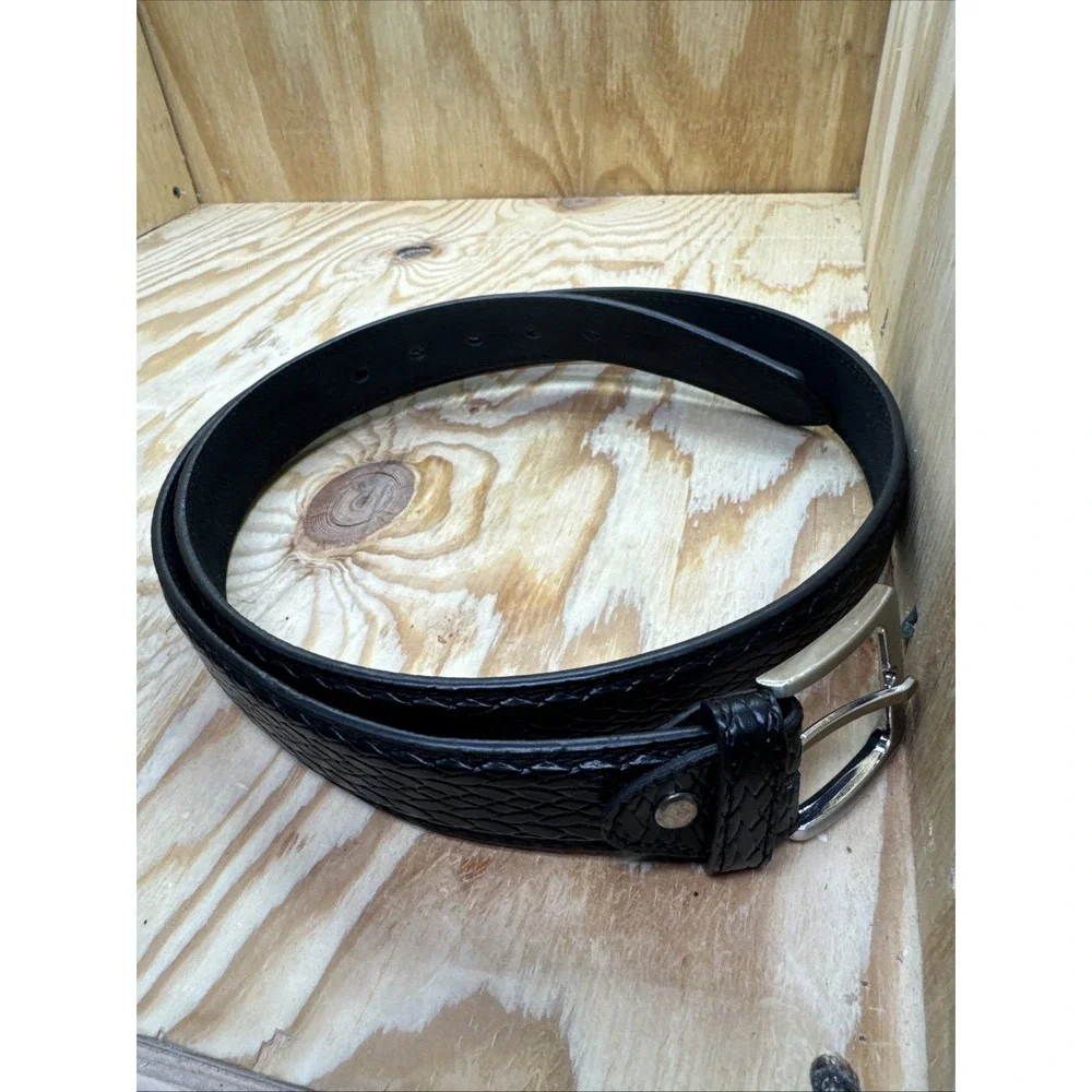 Tooled Black Leather Belt Men's 32 Western Biker‎ Rockabilly Style Gold Coast